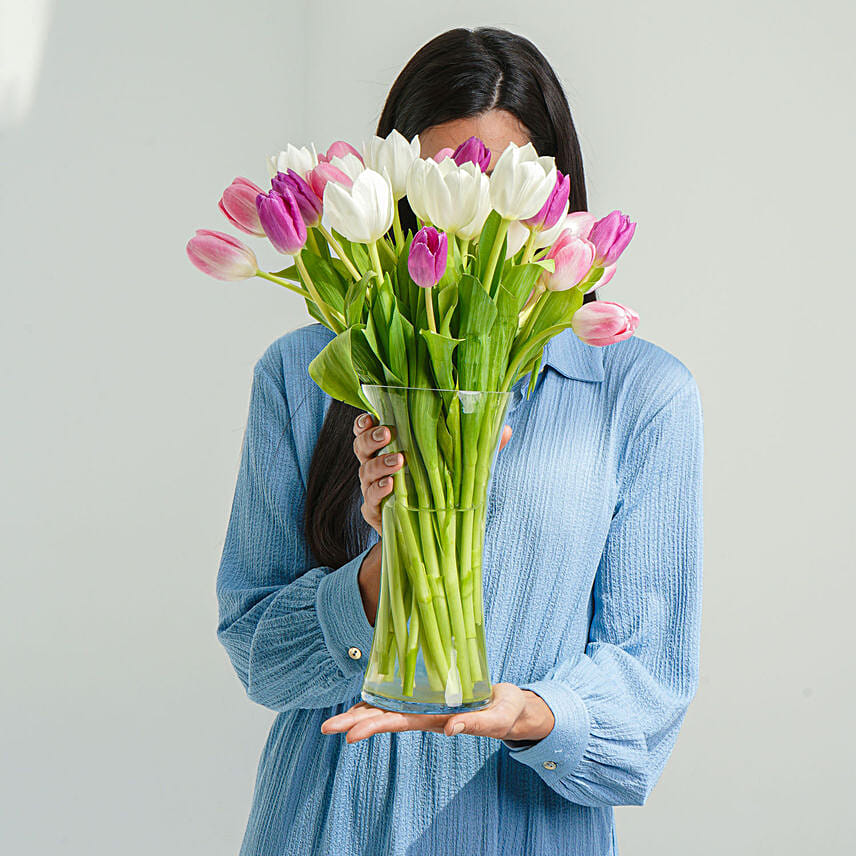 30 Painted Skies Tulip Bouquet: Womens Day Flowers in Ajman