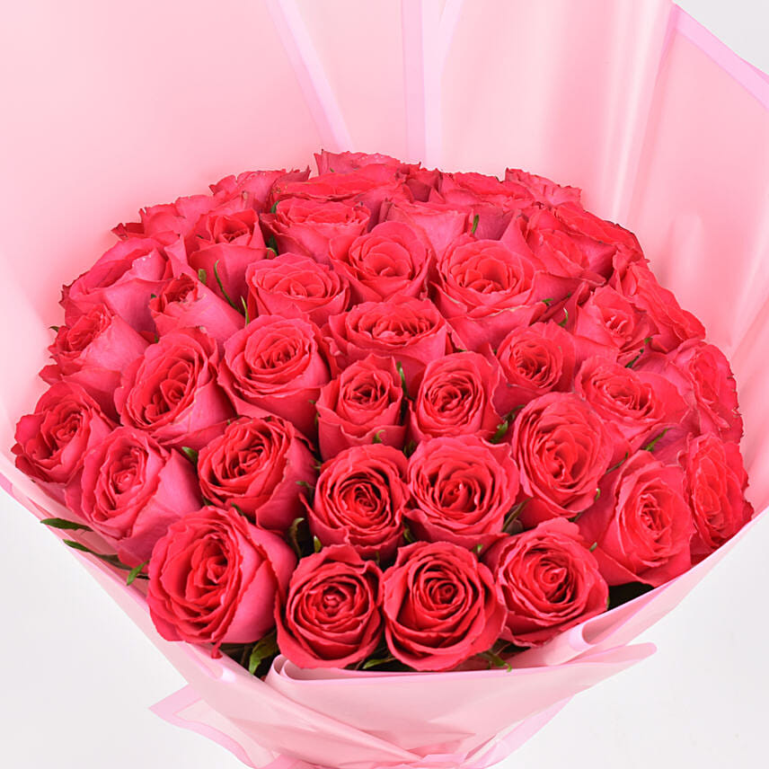 Online 35 Dark Pink Roses Designer Bouquet Gift Delivery in UAE - FNP