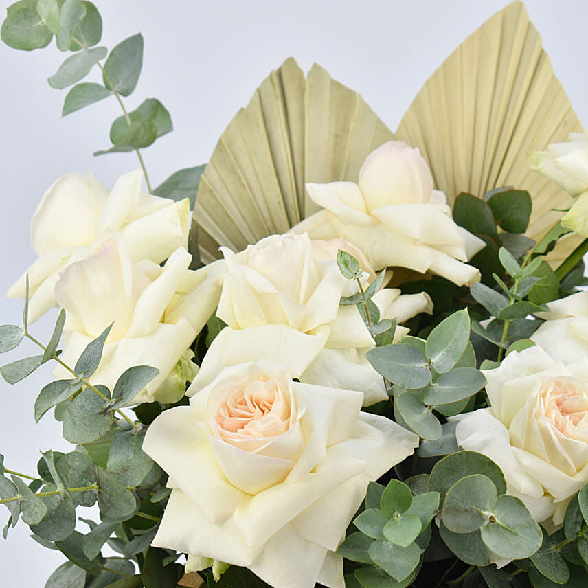 Online White Roses Bouquet with Evil eye Gift Delivery in UAE FNP